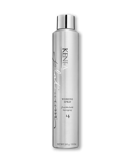 A flexible hairspray that combines pliable styling control with brushable hold. Fit for all hair types, Kenra Platinum Working Spray features a fast-drying formula that leaves hair with a natural-looking, frizz-free shine.
Kenra Platinum Working Spray is the ultimate flexible hold hairspray providing pliable control for brushable styling and natural movement. 
